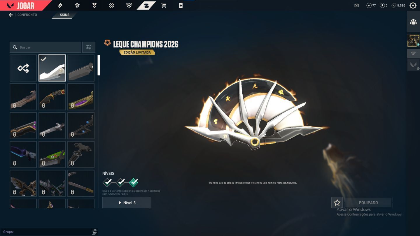 CONTA LVL 21 COM PACOTE CHAMPIONS 2026 + VANDAL SUBLIME + EMAIL DE CRIAÇÃO