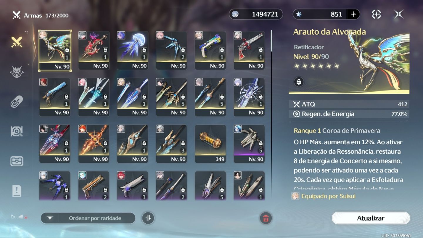 CONTA WUTHERING WAVES COM VÁRIOS PERSONAGENS/ LV80 DE CONTA/ +80% EXPLORADO
