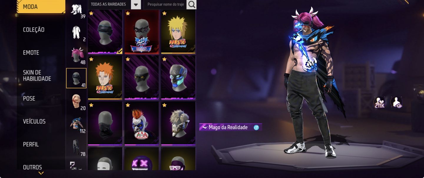 OPORTUNIDADE ÚNICA 6 EVOLUTIVAS+NARUTO+PUNHO+SKIN LENDARIAS+EMOTE DE ENTRADA