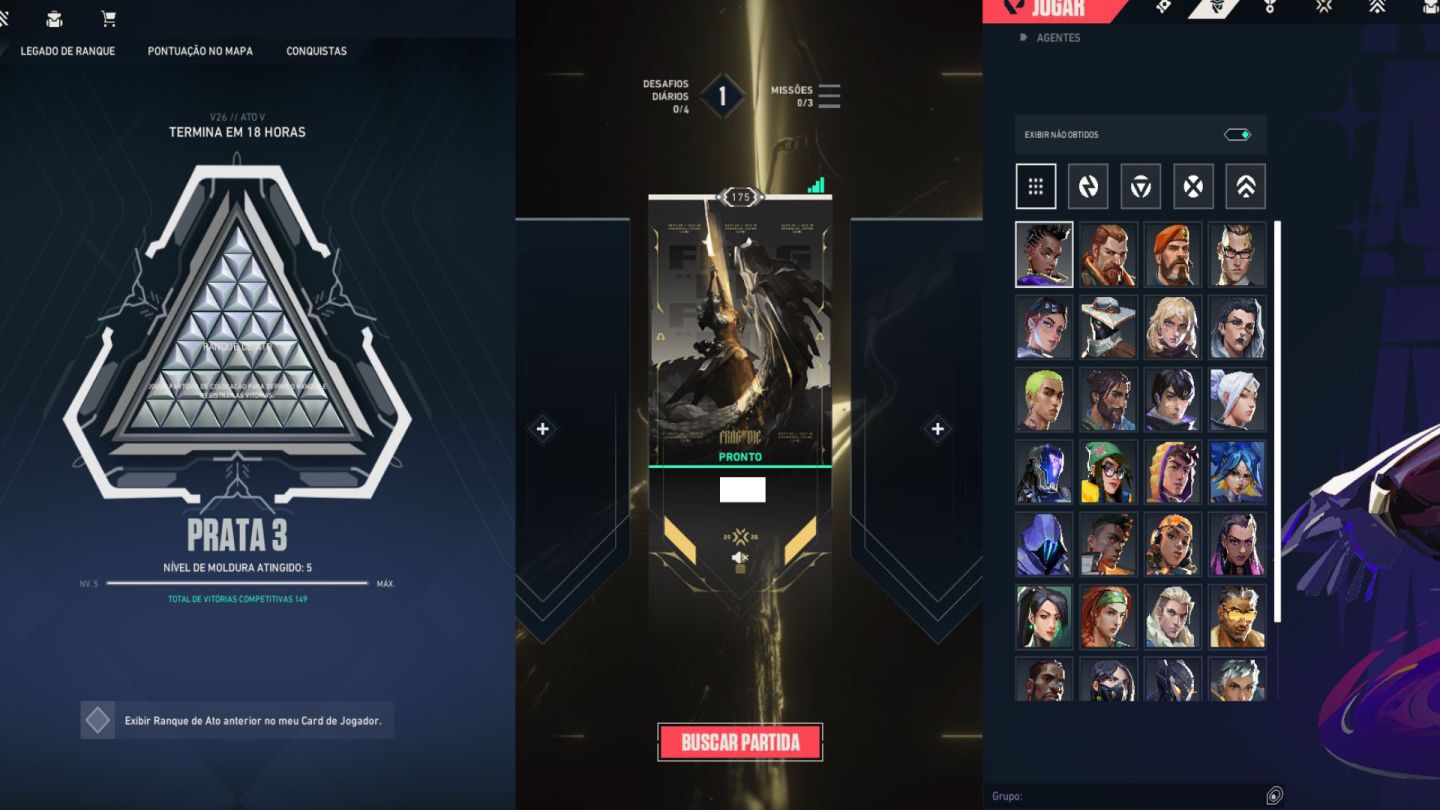 CONTA VALORANT NÍVEL 175 / PRATA 3 / 12 SKINS