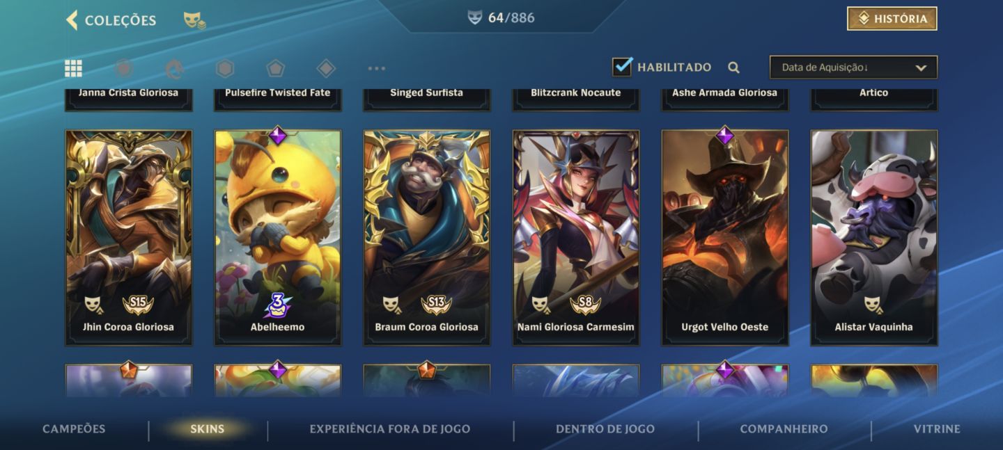 Conta de WildRift 64 skins preço mais baixo
