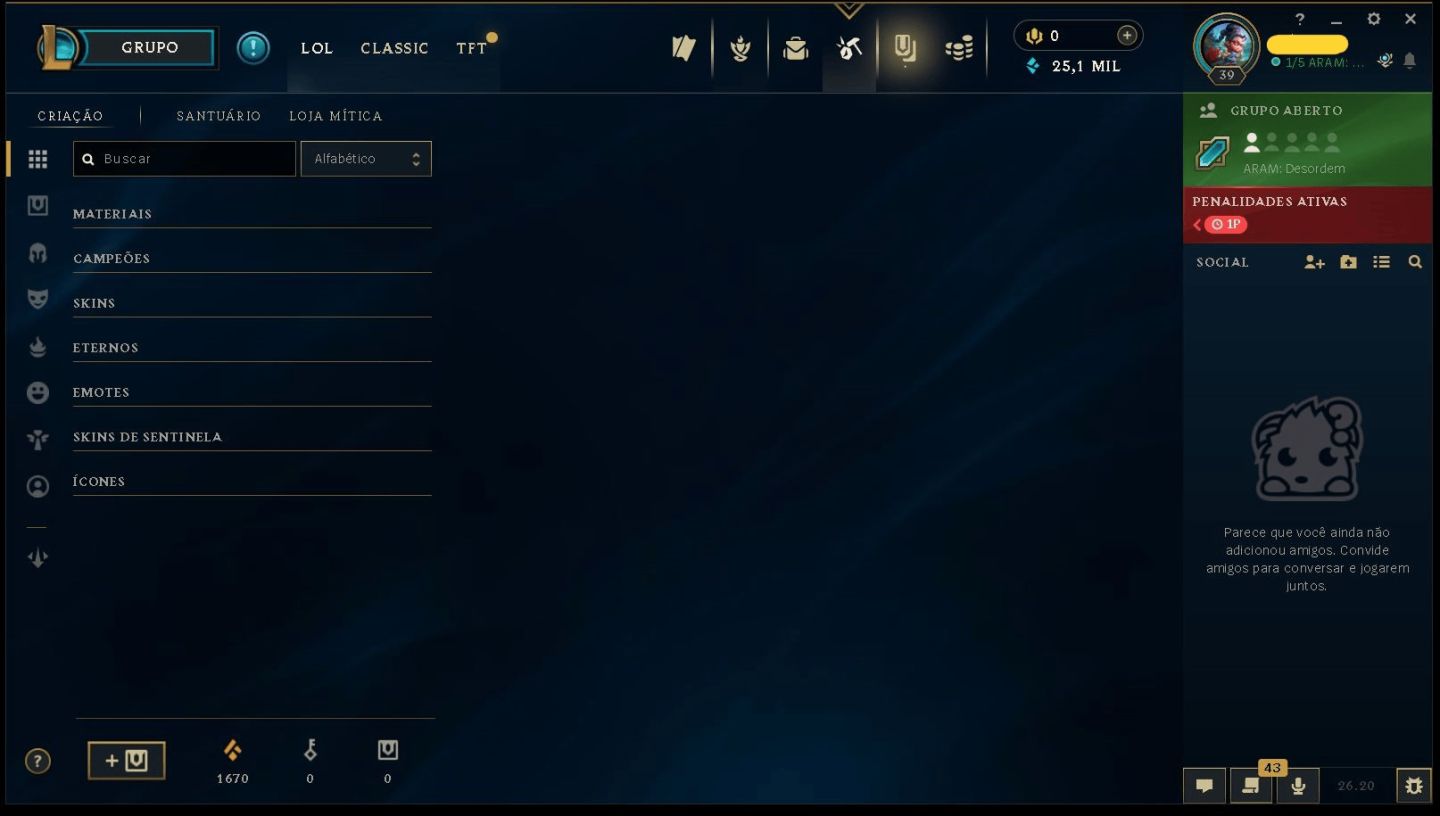 (PROMOÇÃO) CONTA SMURF - PRATA 1 - 25,1K EA - SKINS - FULL ACESSO