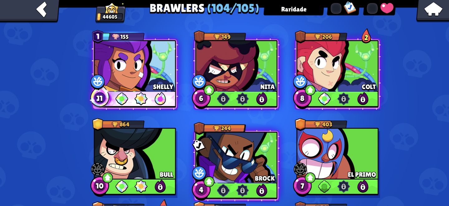 Conta 104 Brawlers + 345 Skins + 44Mil Troféus + Recursos