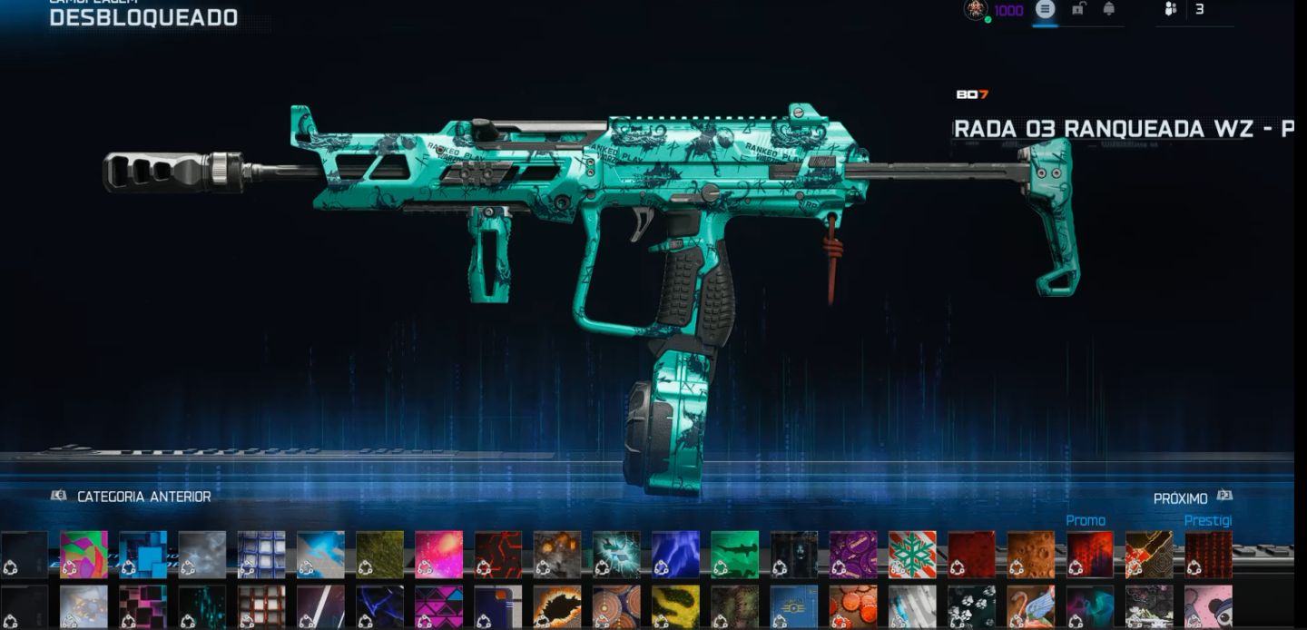 CONTA WARZONE LEVEL 1K COM SKINS E JOGOS BO6 E MW4 ED COFRE ADQUIRIDO