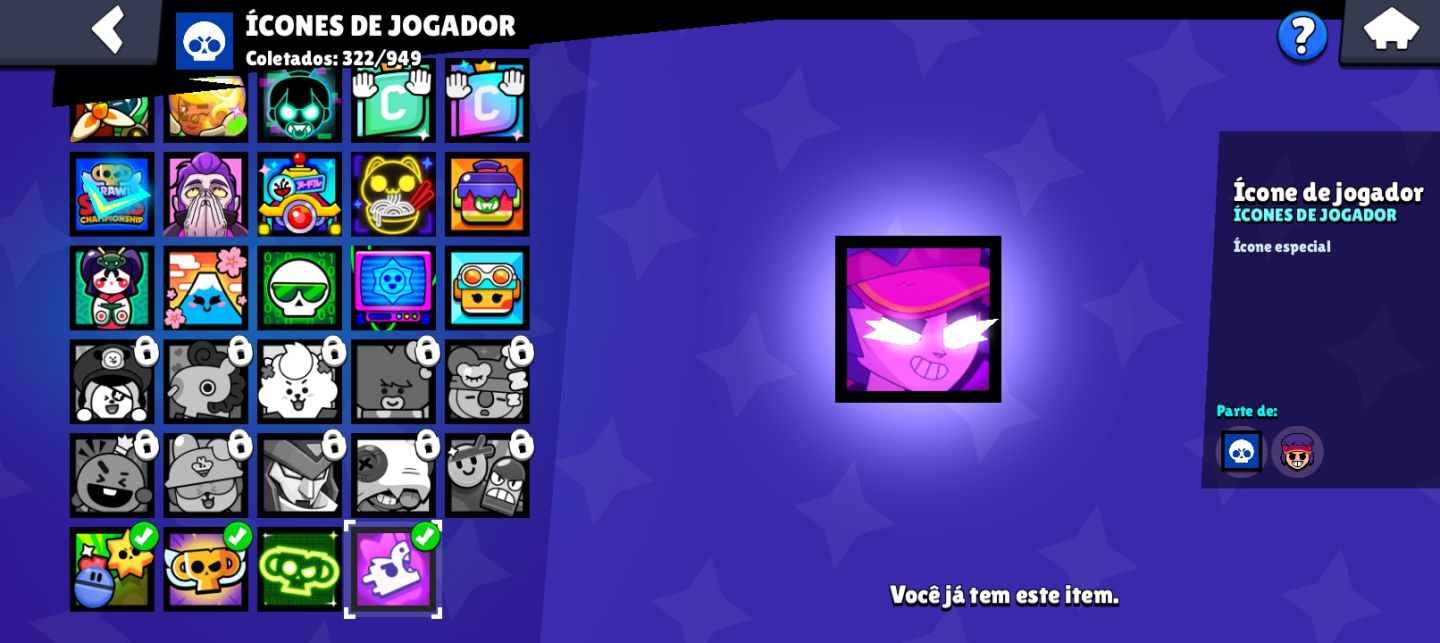 Conta de brawl stars de 2021 com diversos itens