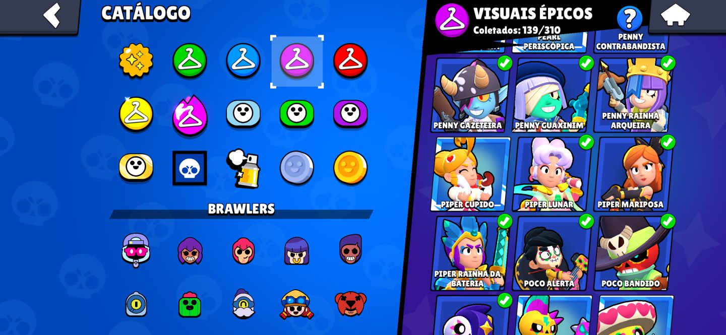 CONTA BRAWL STARS À VENDA 81K TROFÉUS + 300 SKINS Criada 2019