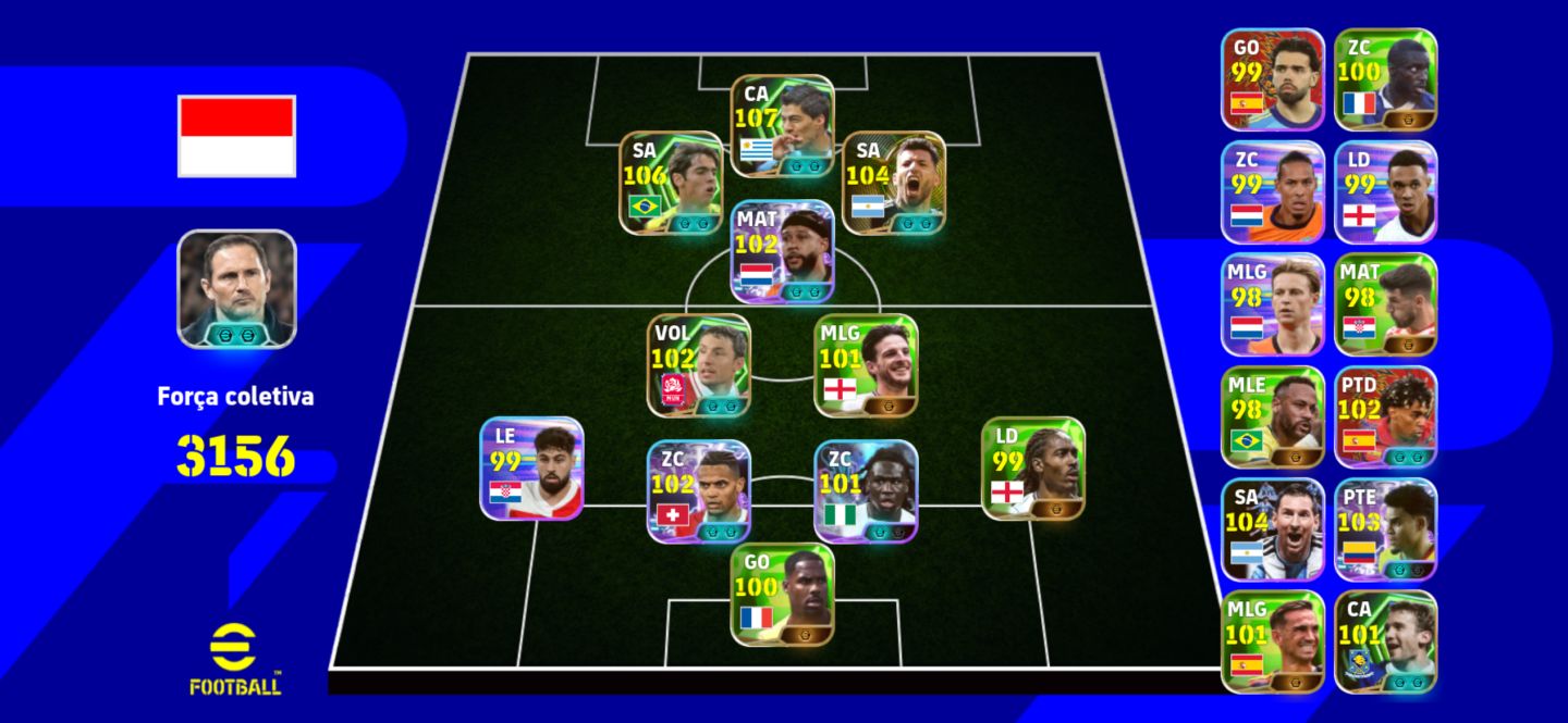 Conta Efootball com Suarez e kaka
