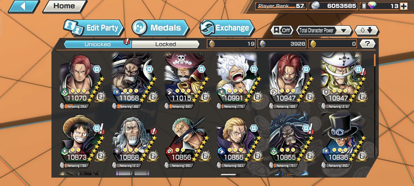 [TOP ENDGAME] OPBR Rank 57 - 8+ EX (Dark Roger Lv100, WB Light Lv100)