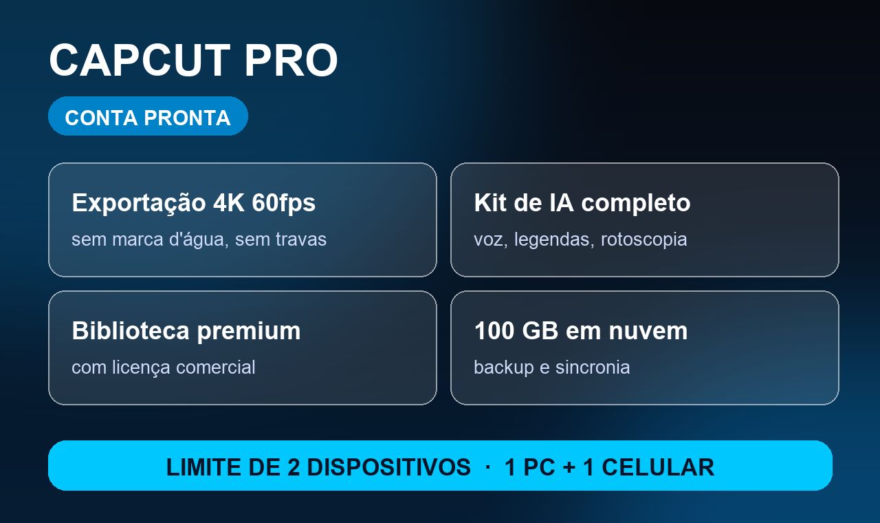 CapCut Pro 30 Dias - Exportacao 4K Sem Marca D'agua