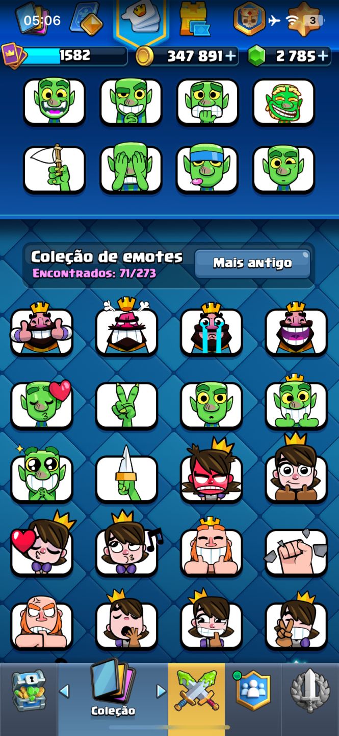 13K | 122/123 CARTAS | 2.785 GEMAS | 347K OURO | 9 CURINGAS EVO
