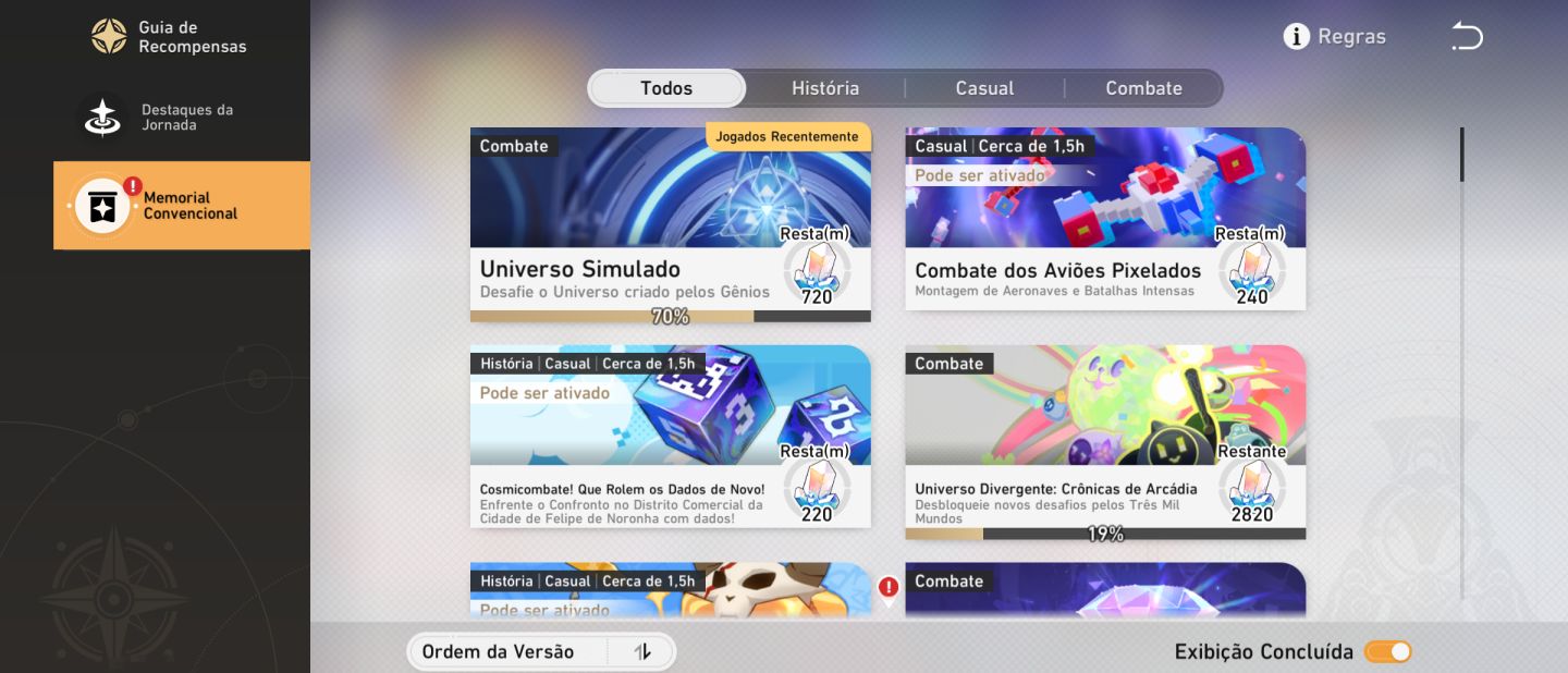 (AMÉRICA) Castorice E0S1, Evernight, Hyacine, Tribbie, Yao Guang e + (DESCRIÇÃO)