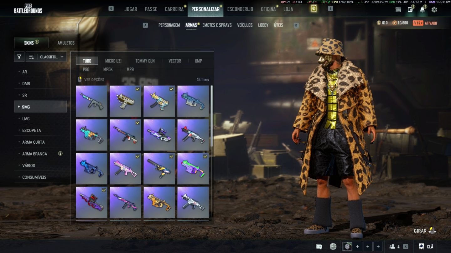 PUBG | AUG Lv8 | Beryl Medusa Lv6 | ACE Lv2 | Personagem Glasya Lv 2