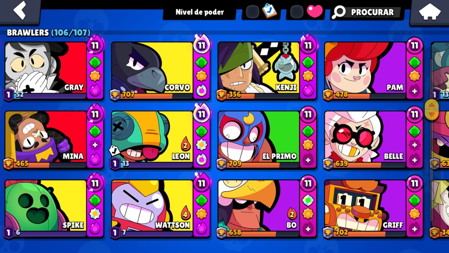 CONTA BRAWL STARS | 106/107 BRAWLERS | 68.996 TROFÉUS | MTS BRAWLERS PDR 11