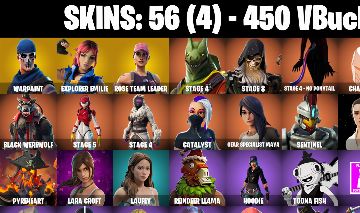 CONTA FORTNITE com SALVE MUNDO FUNDADOR| Explorer Emilie | LARA CROFT e 56 SKINS