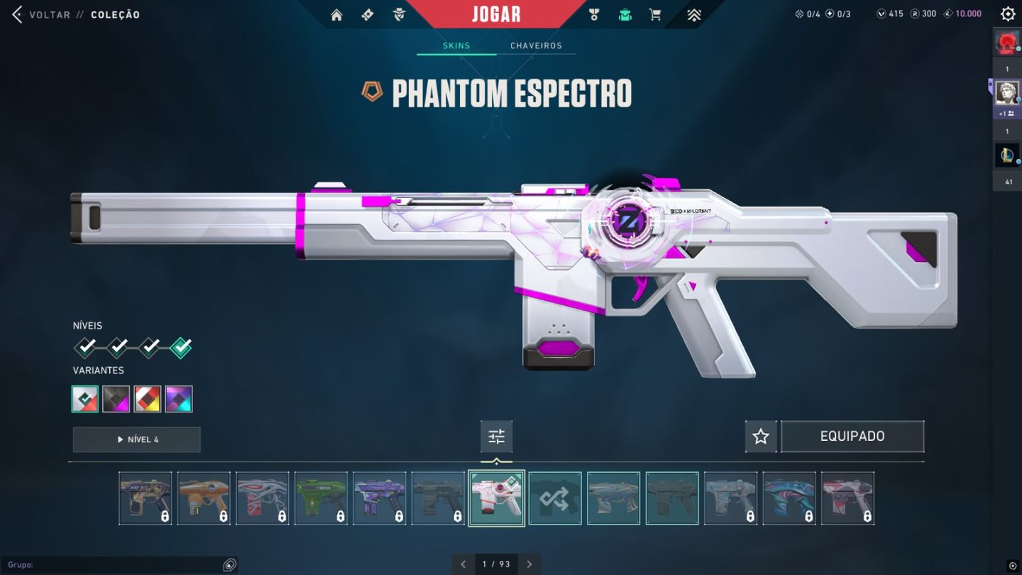 Conta valorant prata diversas skins