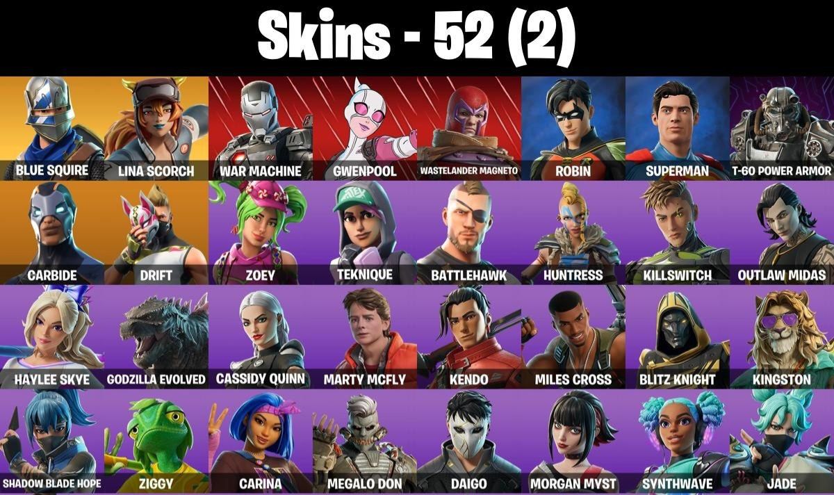 CONTA FORTNITE COM CAVALEIRO SEASON 2, ATEMPORAL E 52 SKINS - ENTREGA AUTOMÁTICA