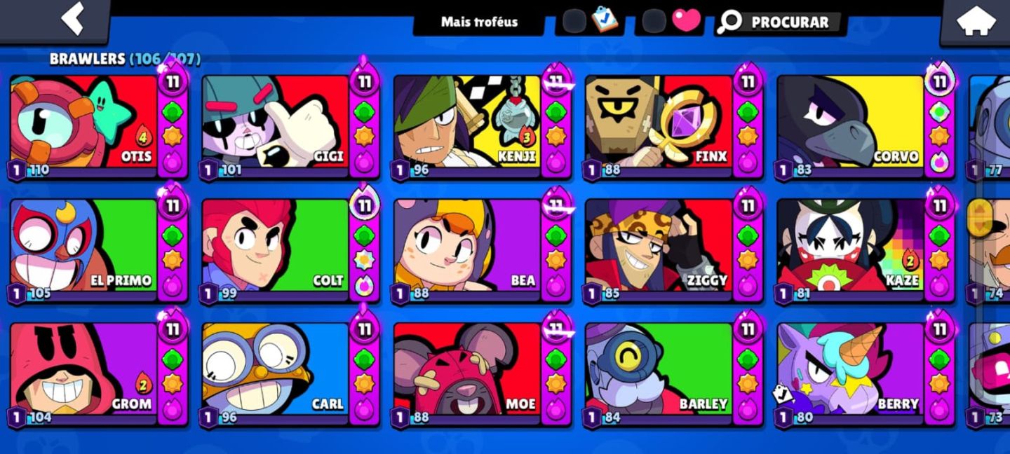 Conta Brasil star full brawlers hipercargas acessórios e poder de estrelas