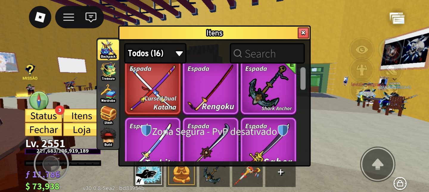 Conta de Roblox, com blox fruits upada, king legacy, e project Slayers.