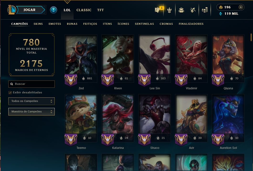Conta de Valorant Com Champions + Conta de LOL 352 Skin !!!