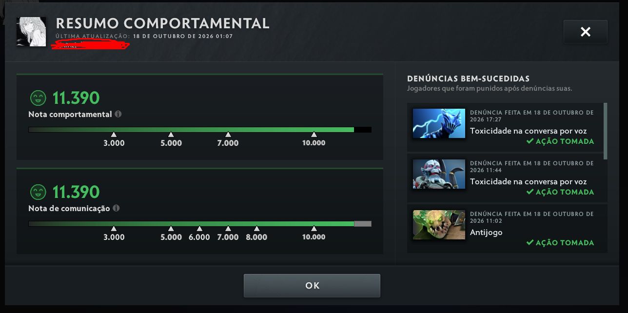 CONTA ARCONTE 3 - DOTA 2 2k.760 MMR - 11.390/11.390 BEHAVIOR