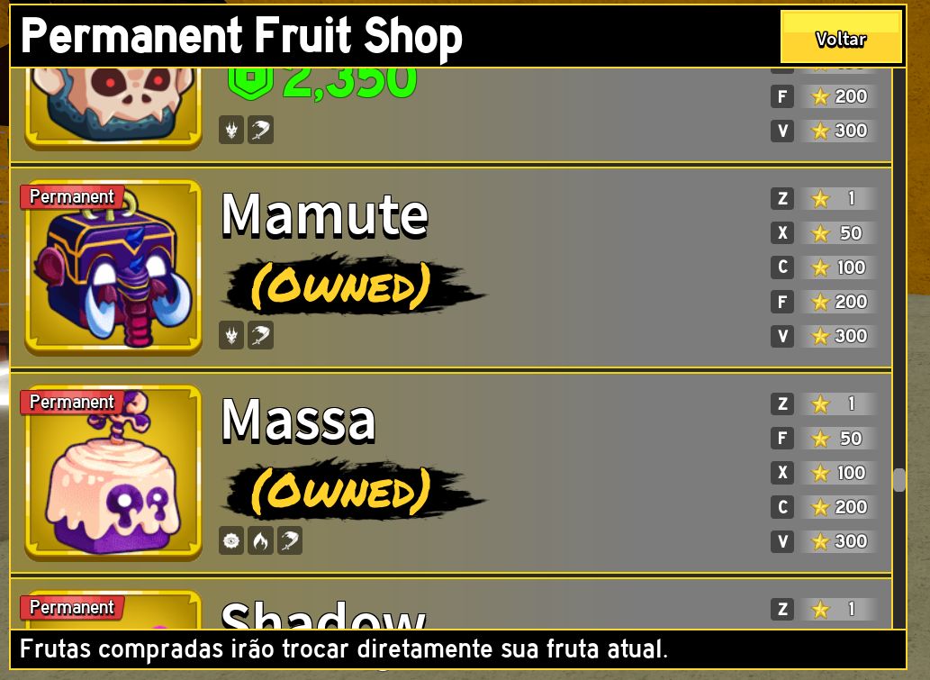 CONTA COM 15 FRUTAS PERMANENTES!!!