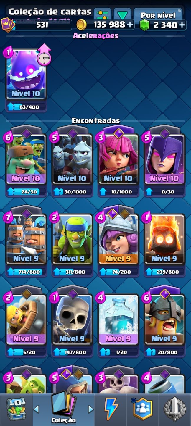 Conta iniciante de clash royale com 5 evoluções uma sendo mago