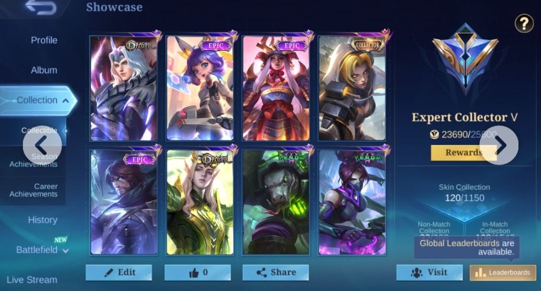 Conta mobile legends 120 skins