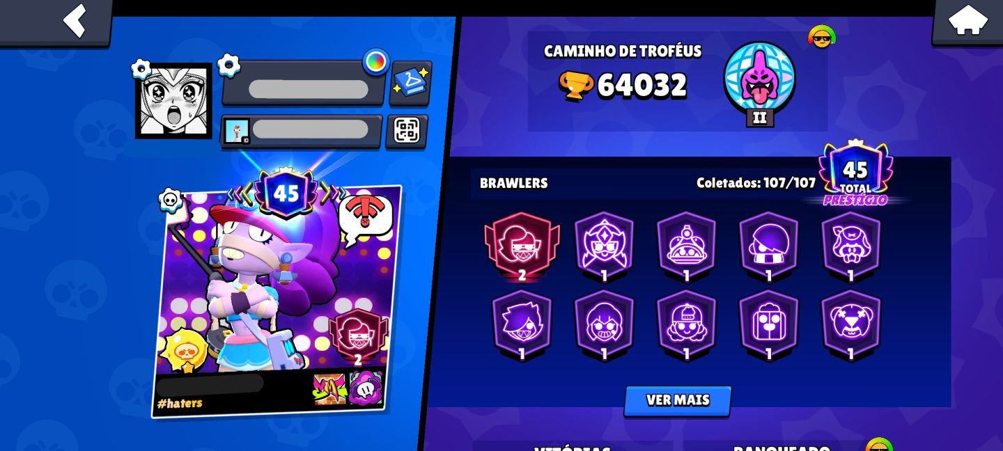 Conta Brawl Stars com 64k de troféus + todos os brawlers e MUITAS skins
