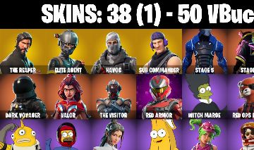 CONTA FORTNITE com The Reaper | Elite Agent | Havoc | Sub Commander e 40 SKINS