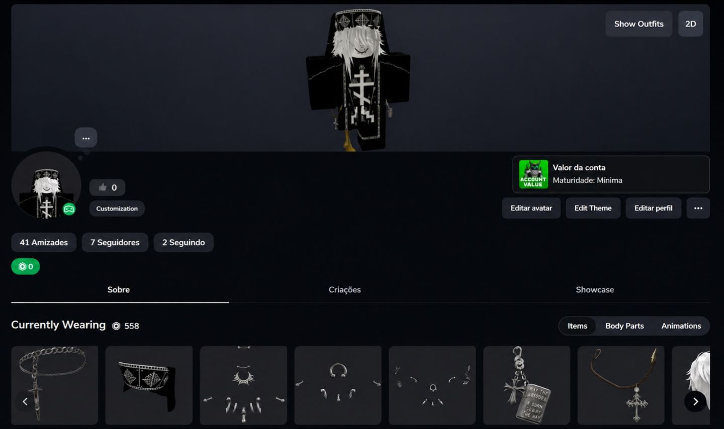 CONTA ROBLOX +16K EM ITENS +417 ITENS NO INVENTÁRIO