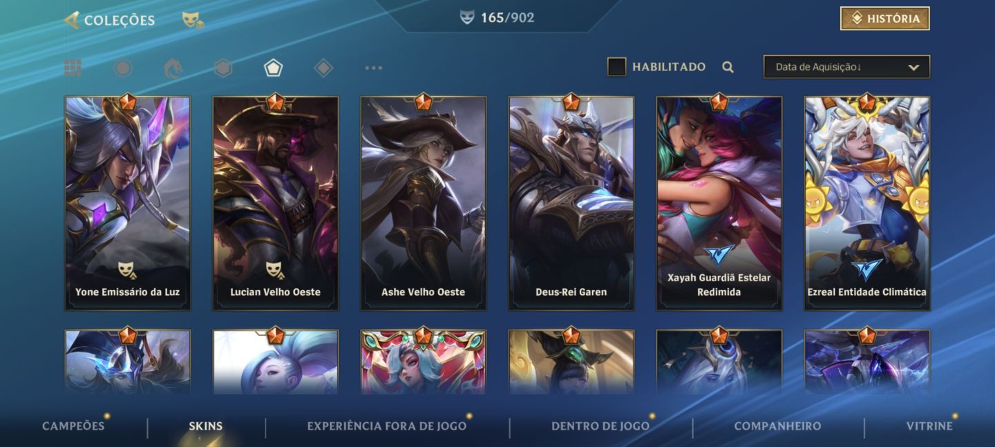 Conta de Wild rift com 161 skins conta com 35k de coleção