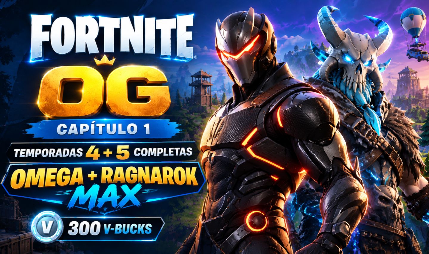 CONTA FORTNITE OG | TEMP 4 E 5 C1 COMPLETAS | OMEGA E RAGNAROK MAX | 300 VB