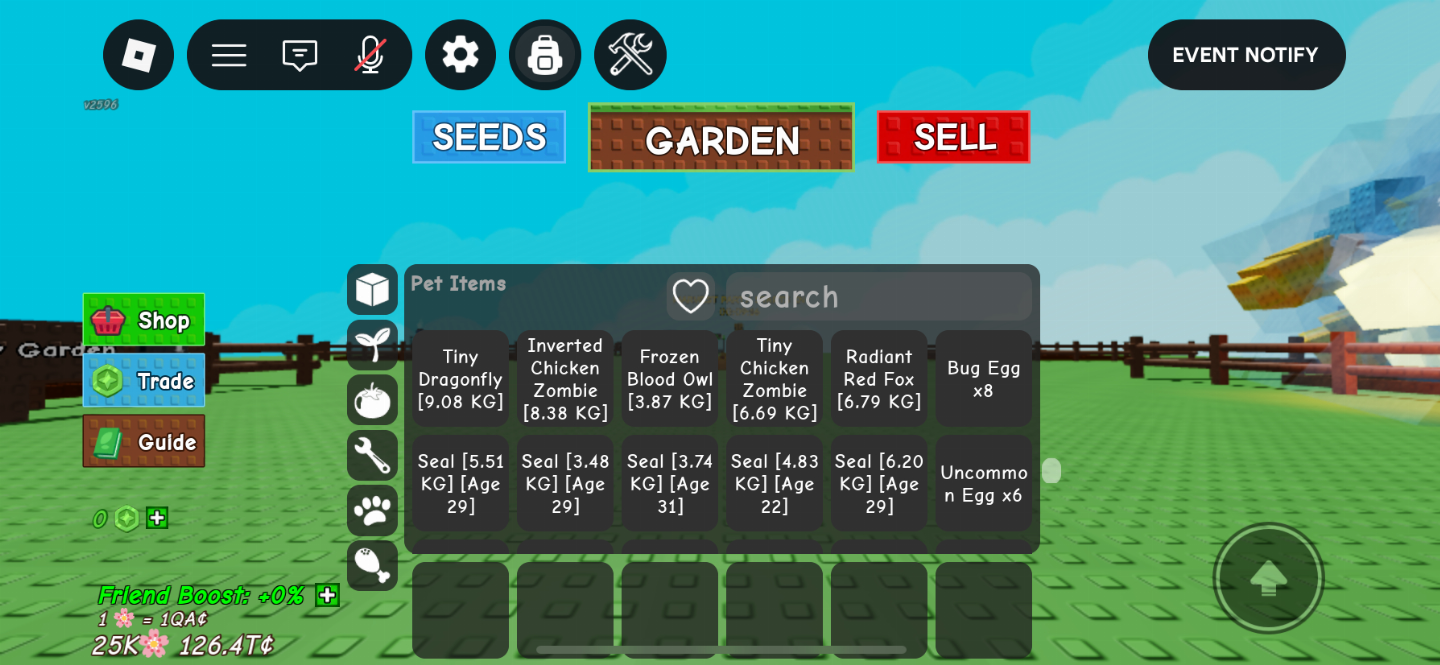 Todos os meus pets de grow a garden