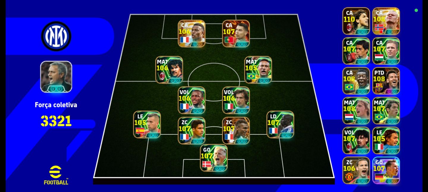 Conta eFootball Mobile completa+3335 Força. Melhores jogadores Meta cada Posição