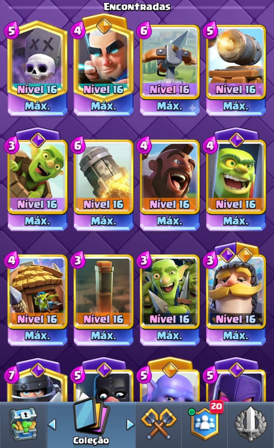 MELHOR CONTA ANUNCIADA! 85/122 CARTAS FULL MAX! QUALQUER DECK DA PRA FAZER!