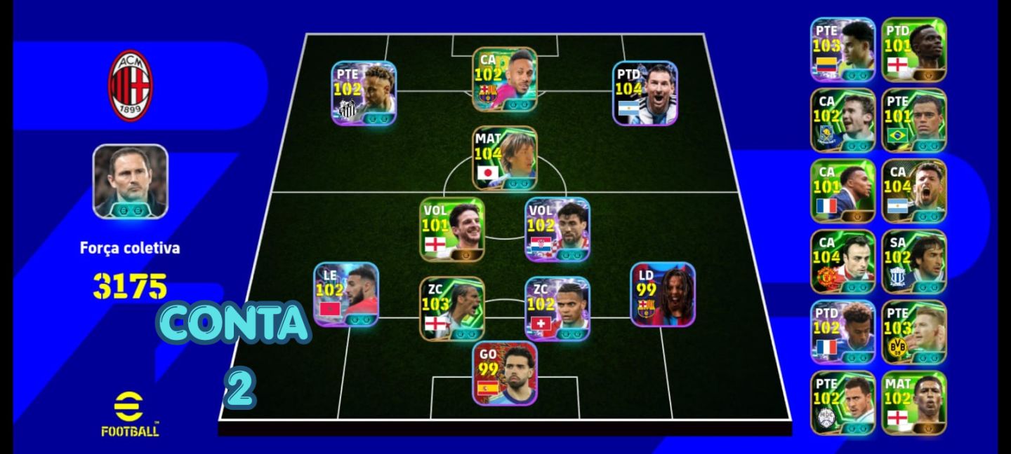 [MELHOR PREÇO]CONTAS EFOOTBALL MOBILE | MESSI 111 + FERDINAND + NEYMAR BLITZ