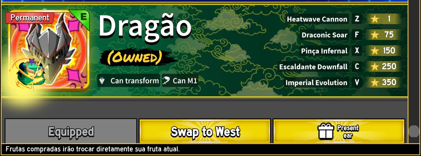 Conta com todas as Gamepass e 10 fruitas perm | Dragon, kitsune, portal etc...