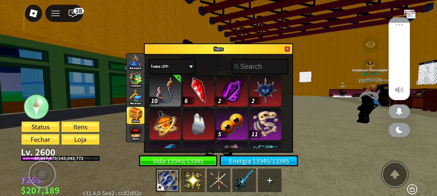 Conta de blox fruit com várias game pass