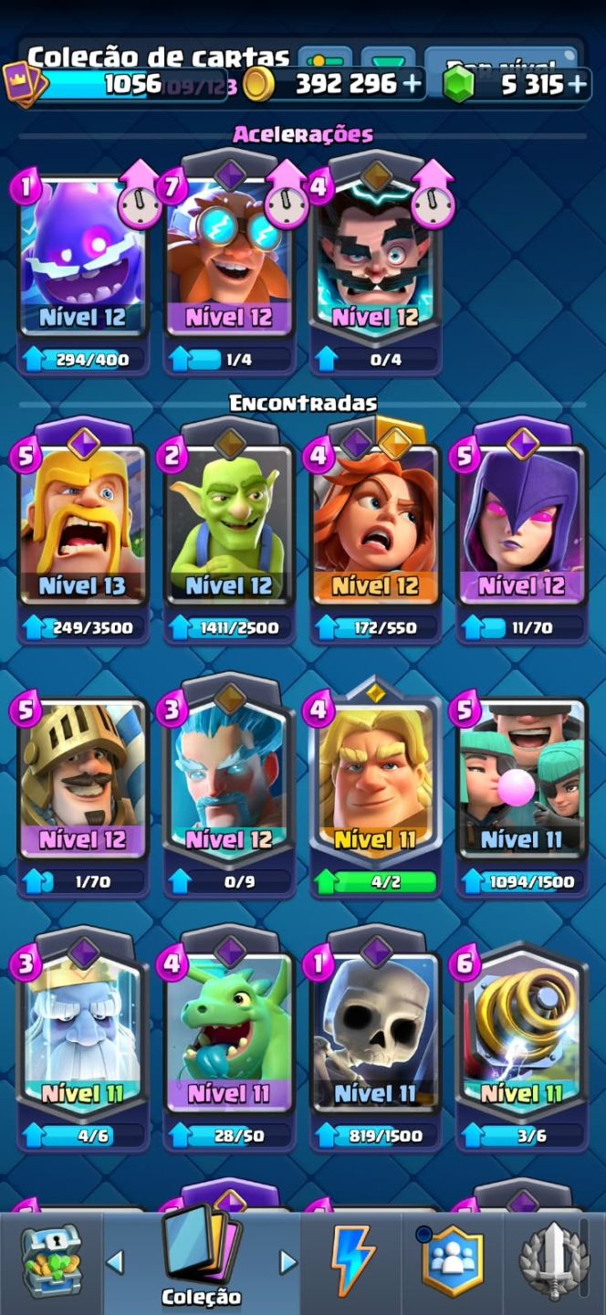 5.900 Troféus | 400k Ouro | 5.300 Gemas | 109/123 Cartas