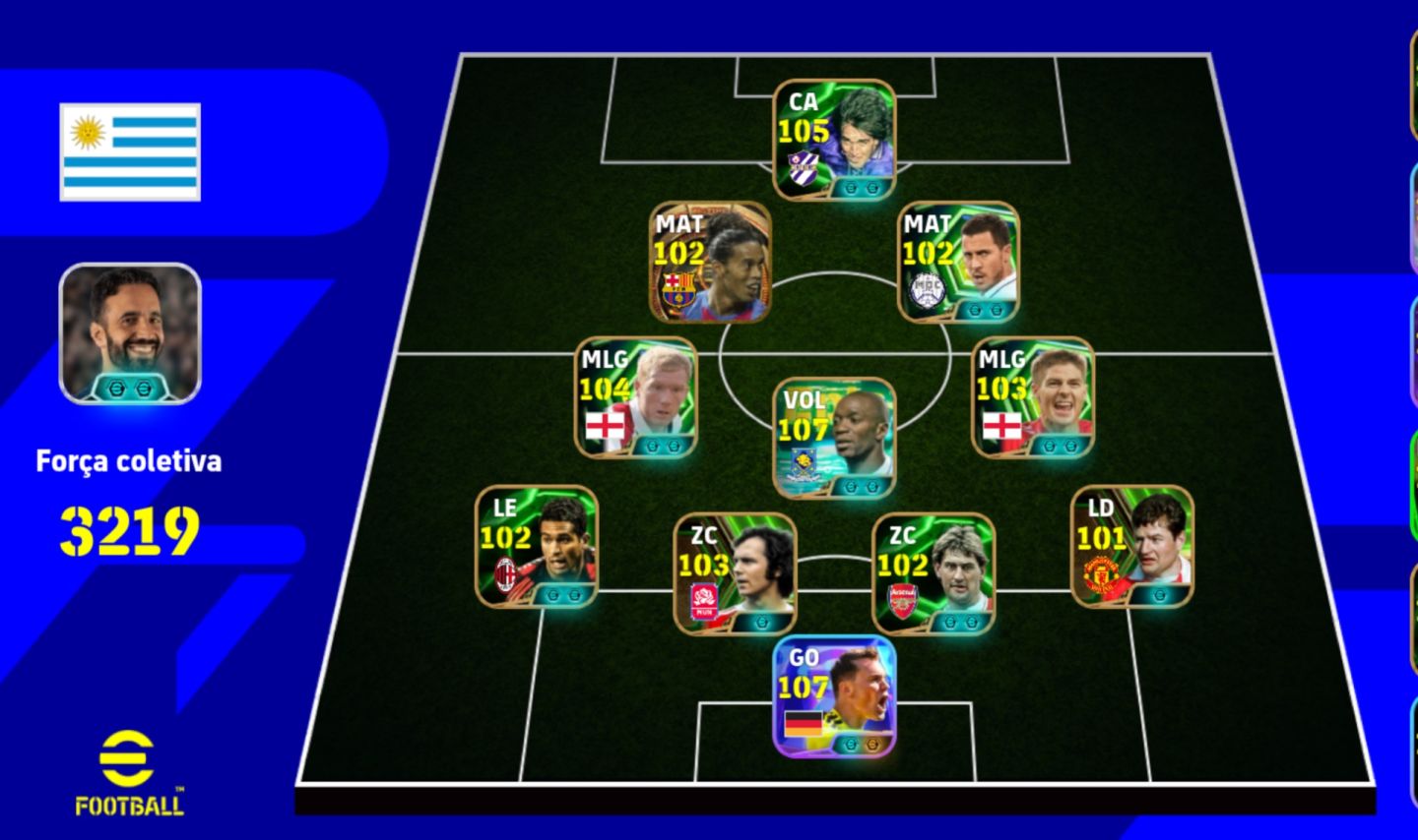 Conta. Efootball 3210, com vários jogadores épicos!!! Ronaldinho 102!!!