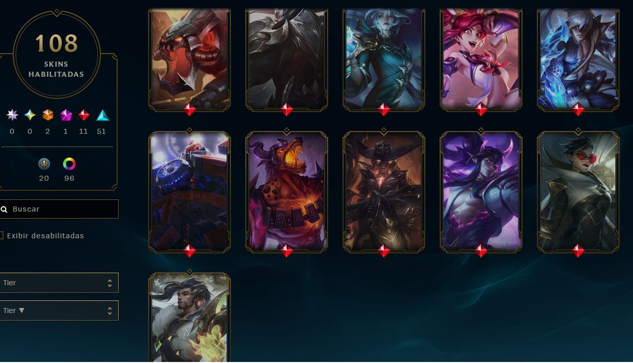 CONTA LoL 108 Skins VAVA Buttlerfly - Phant Protocolo - Sherif Neo DONO ÚNICO
