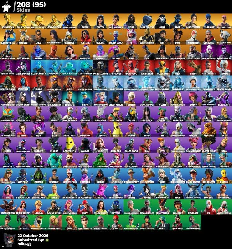 Conta Fortnite Tryhard 208 Skins + World Cup + Gold Midas + STW OG + 3,5k vbucks