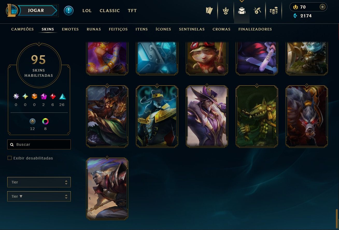 CONTA DE 2018 - 95 SKINS - LVL 192 - 147 CAMPEÕES - 45 BAÚS - 8 CROMAS