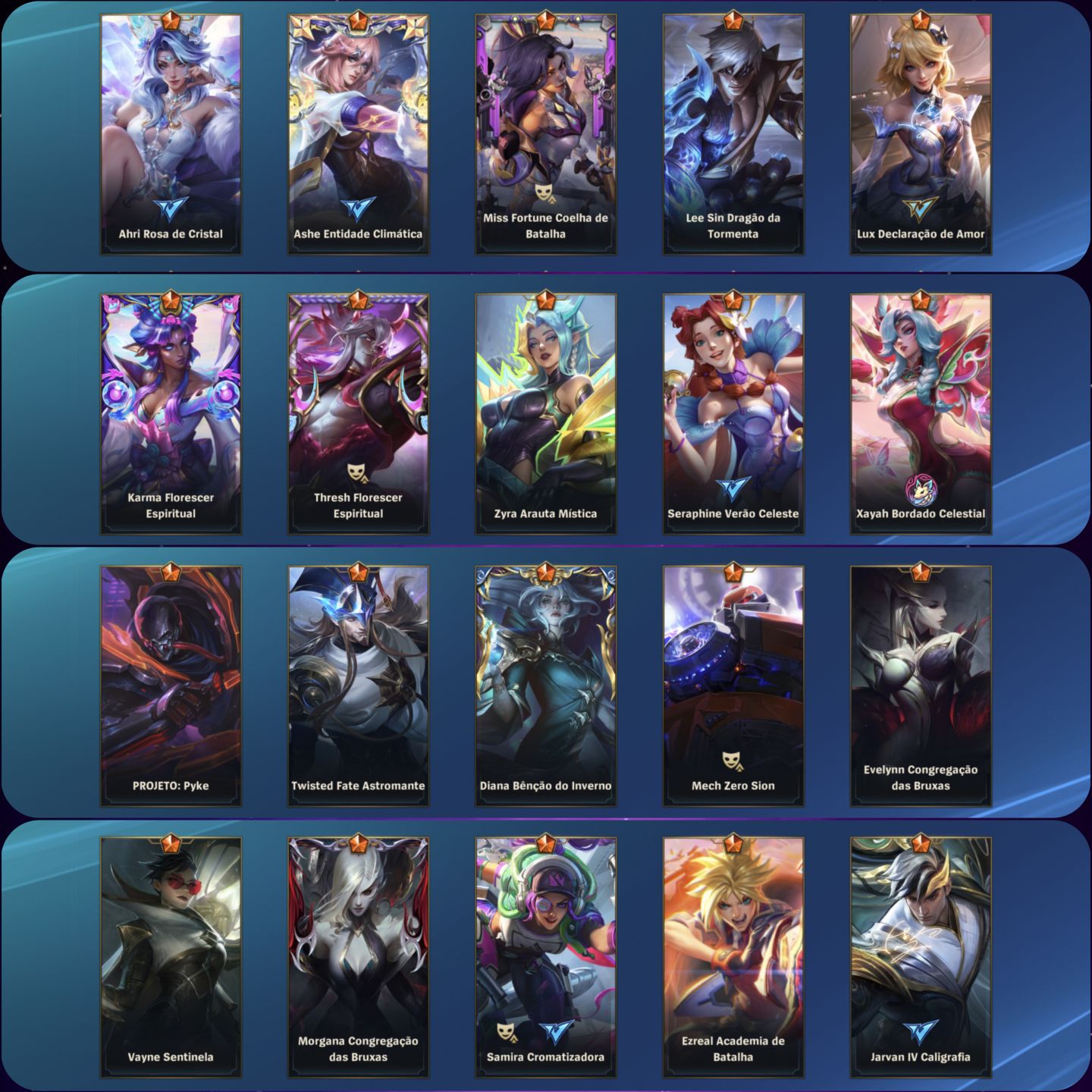 Wild Rift Desafiante 4x com 430 Skins/661 essências laranja, elo atual Mestre 3