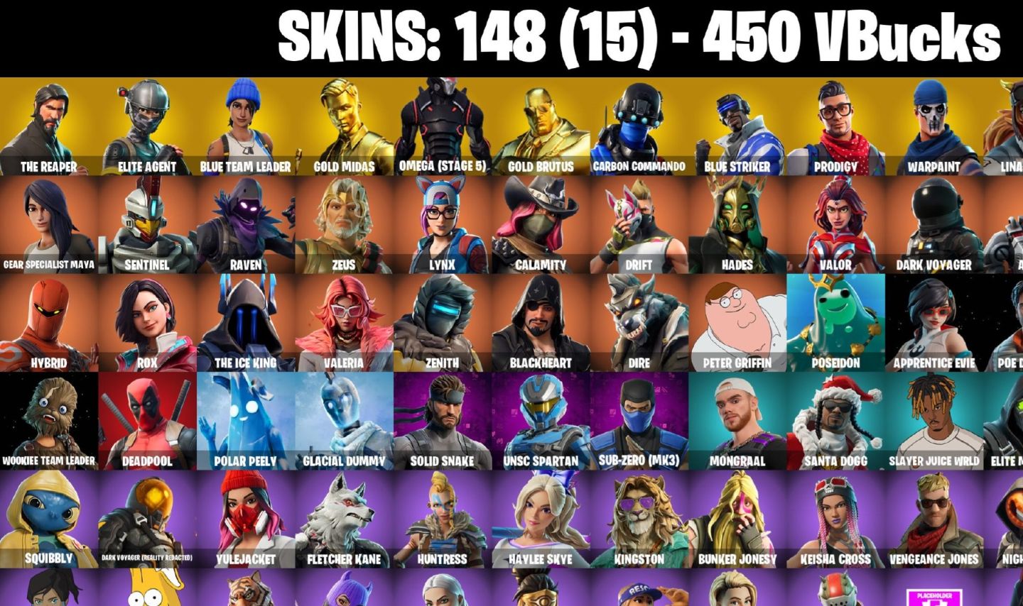 148 skins | OG STW | The Reaper Omega (stage 5) Gold Midas 450 VB