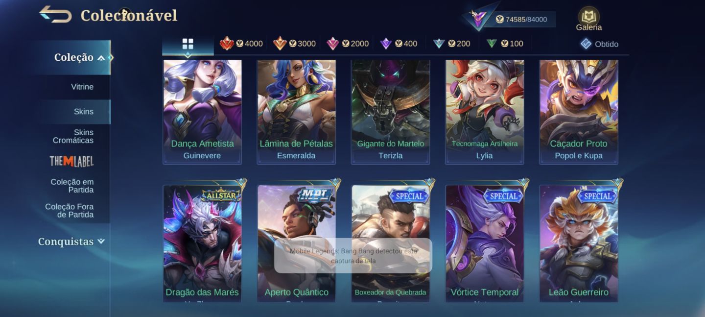 [PROMOÇÃO] Conta MLBB 260 Skins | Granger Prime + Minato + KOF + Transformers
