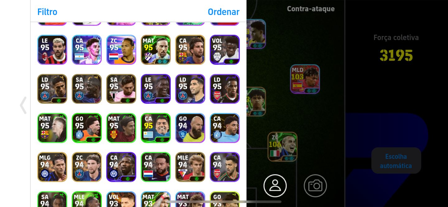 Conta brava de Efootbal, com blitz