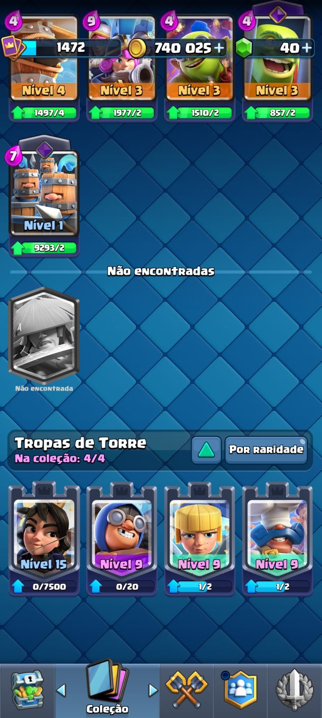 ACC CR NVl 15 DECK FUL 4 HERÓIS 13 EVOLUÇÕES 8 ANOS CARTAS NVL 16 TROFÉUS 11661