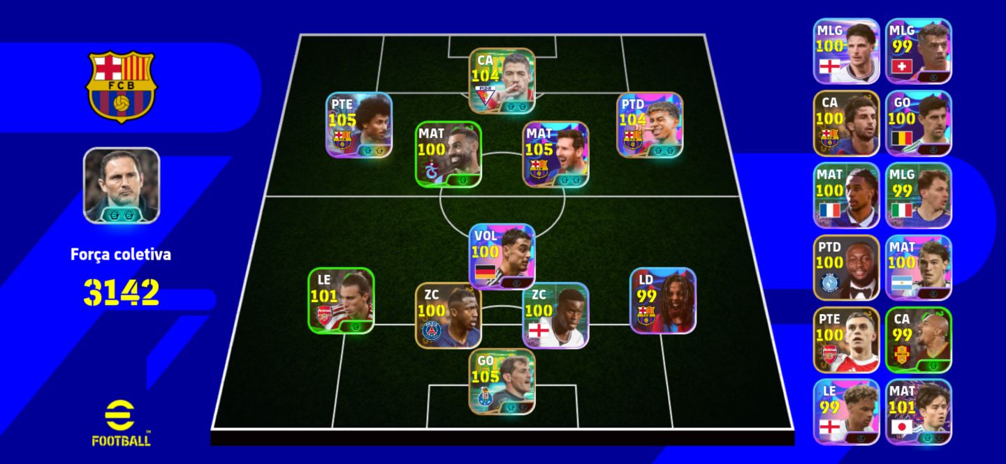 Conta eFootball Com Pack do Messi e do Yamal + Adeyemi 105 , Suarez 104!