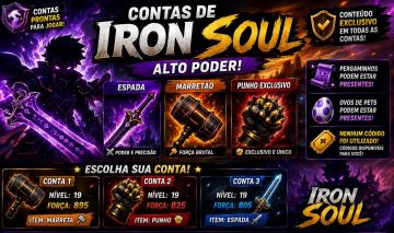 Conta Iron Soul Alto e Baixo Poder Itens Exclusivos Leia a Descrição